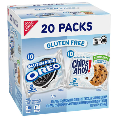 OREO Sandwich Cookies & CHIPS AHOY! Chocolate Chip Cookies Gluten Free Cookies Variety Pack, 20 Snack Packs