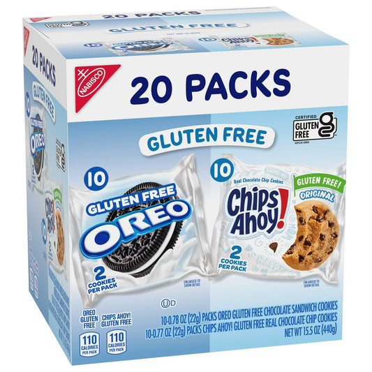 OREO Sandwich Cookies & CHIPS AHOY! Chocolate Chip Cookies Gluten Free Cookies Variety Pack, 20 Snack Packs
