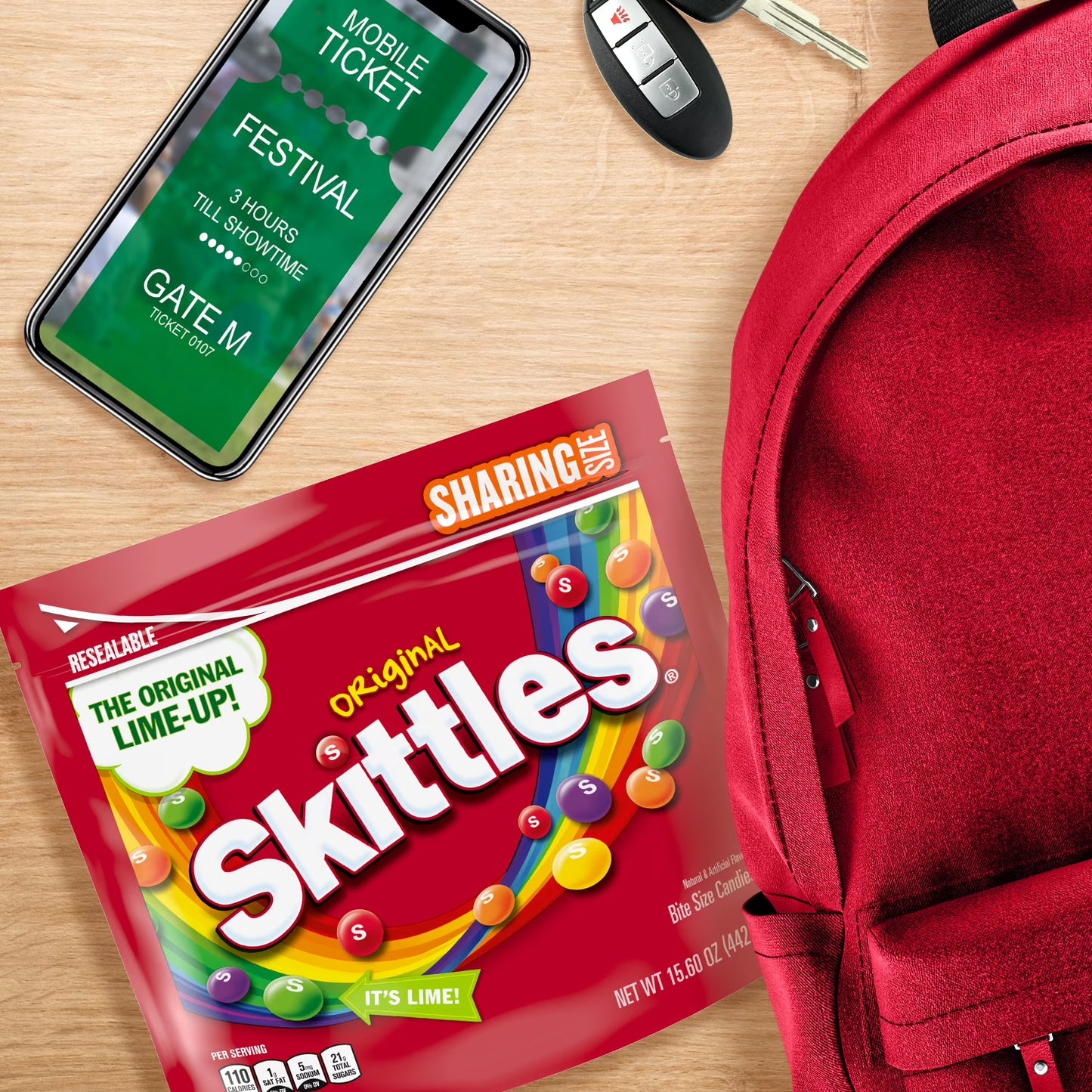 Skittles Wild Berry Chewy Candy, Sharing Size Fruity Candy, 15.6 oz Resealable Bag
