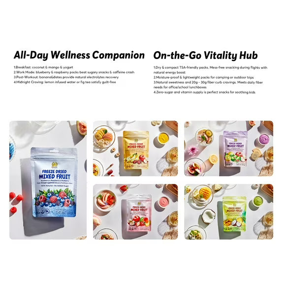 SUNGIVEN Freeze Dried Fruit Crisps 10+ Fruits Mixed Variety Pack, Health Snacks for Kids Adult, 5 Bag 7.06 Oz