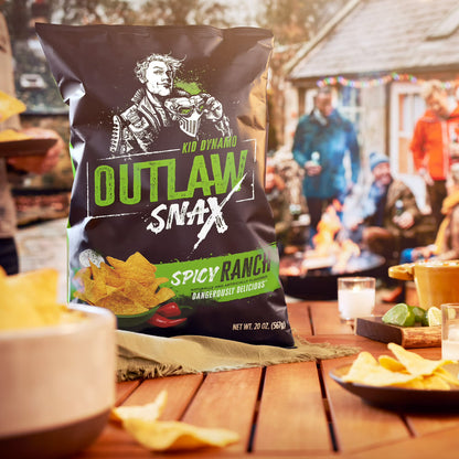 Outlaw Snax Spicy Ranch Flavored Tortilla Chips 10oz Family Size Bag