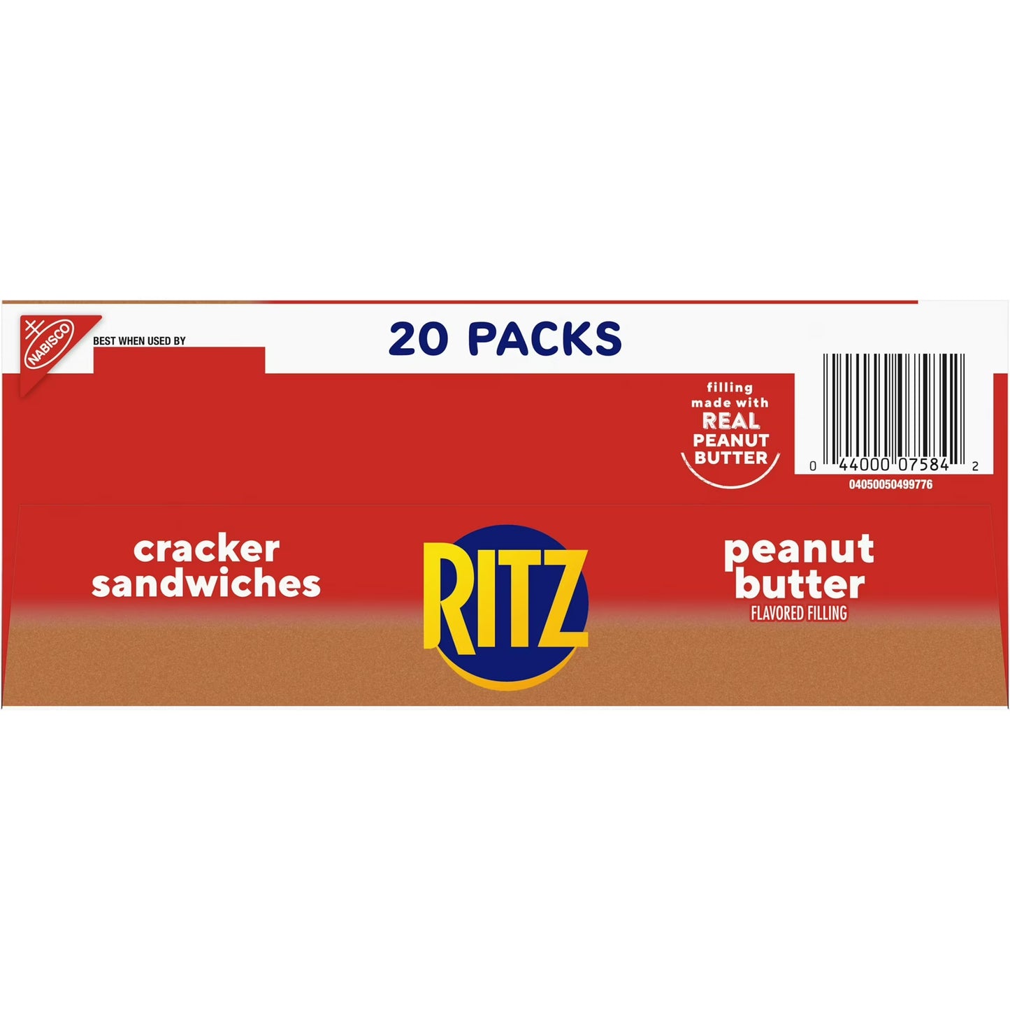 RITZ Peanut Butter Sandwich Crackers, Lunch Snacks, 20 Snack Packs (6 Crackers Per Pack)
