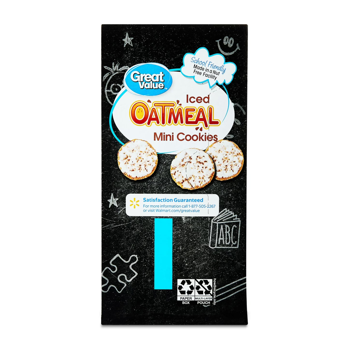 (3 pack) Great Value Mini Iced Oatmeal Cookies, 1 oz, 10 Snack Packs