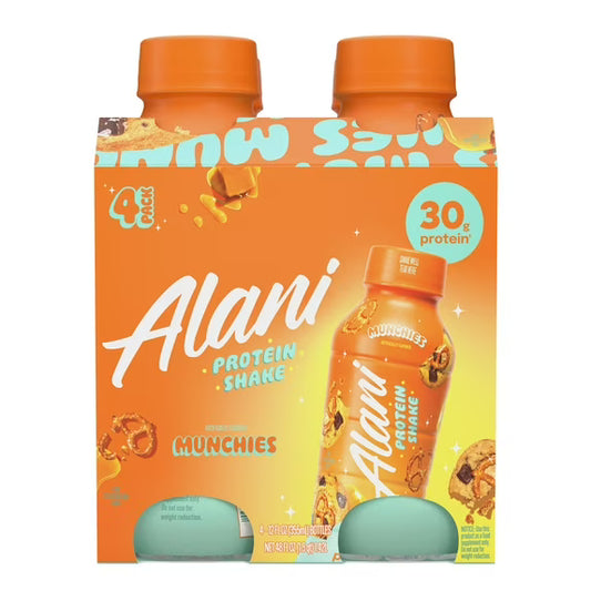 Alani Nu Protein Shake, Munchies, 12 fl oz, 4 Pack, Bottles, 30g Protein, Gluten Free