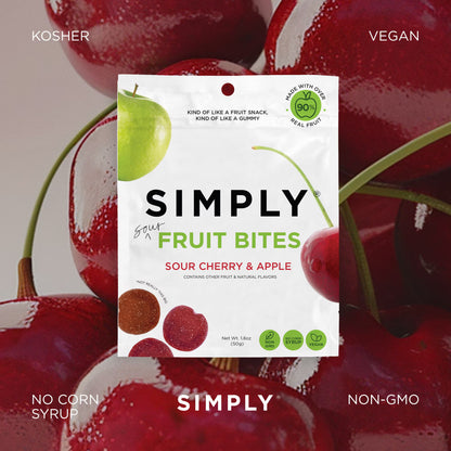 SIMPLYFruit Bites, Healthy Fruit Snacks, Cherry & Apple, 6 Pack (1.8 oz)