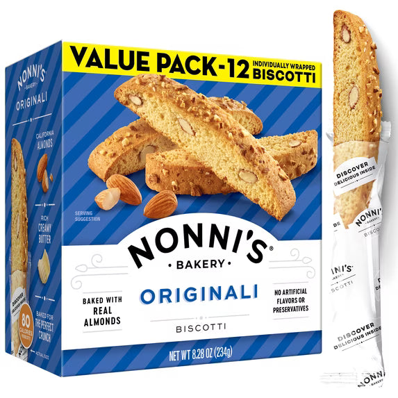 Nonni's Bakery, Originali Almond Biscotti, Individually Wrapped, 8.28oz, 12ct Value Pack