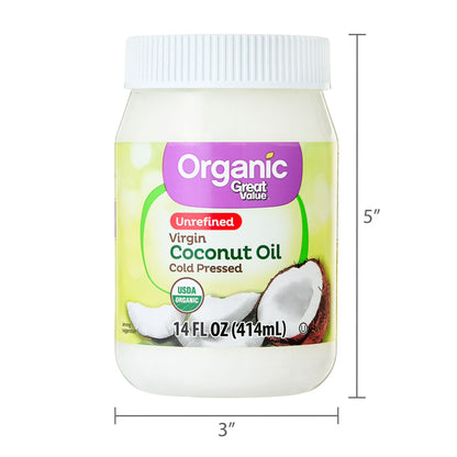 Great Value Organic Unrefined Virgin Coconut Oil, 14 fl oz