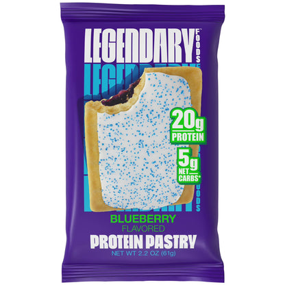 Legendary Foods Blueberry Protein Pastry, 20g Protein, 4 Pack, Keto Friendly, Gluten Free