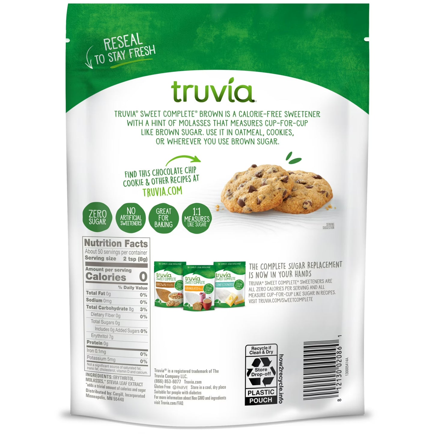 (8 pack) Truvia Sweet Complete Stevia Leaf Brown with a hint of Molasses, 14oz Bag