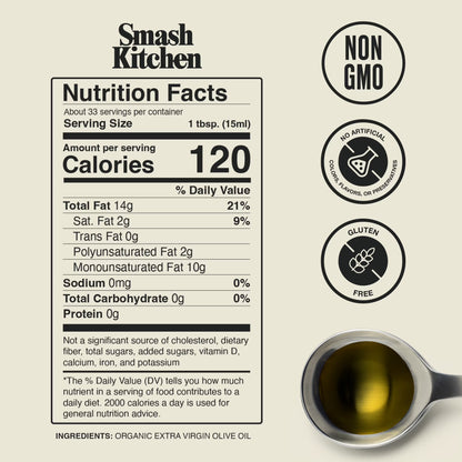Smash Kitchen Organic Robust Extra Virgin Olive Oil, 16.9 fl oz