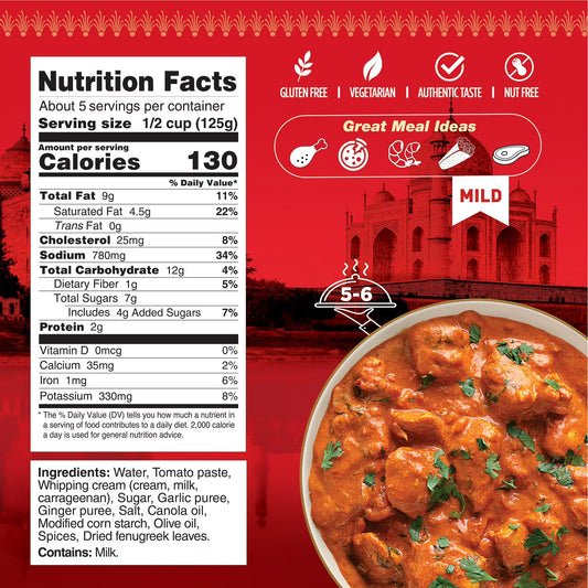 KFI Butter Chicken Simmer Sauce Creamy Cooking Sauce, 24 oz, Gluten-Free, Family Size