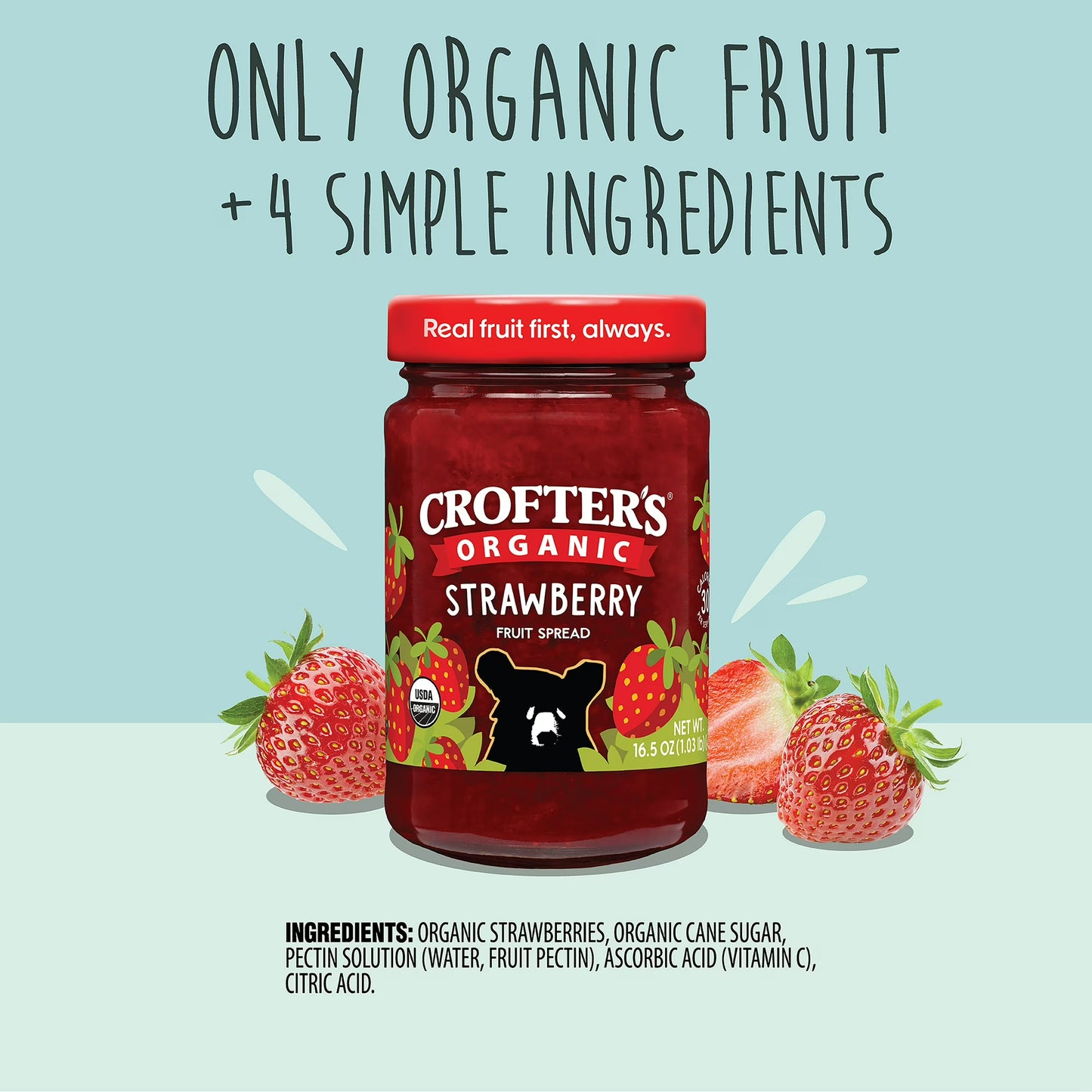 Crofters Fruit Spread Organic Premium Strawberry, 16.5 oz