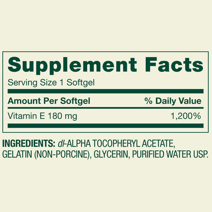 Spring Valley Vitamin E 180 mg Softgels for Heart Health, 500 Count