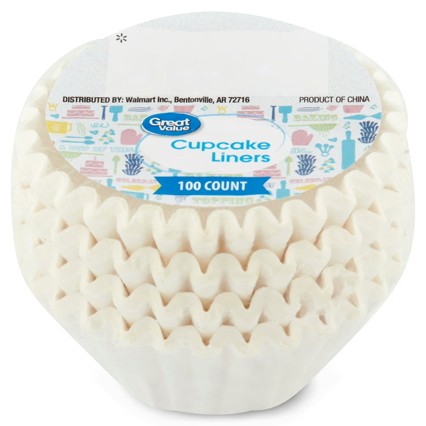 (12 pack) Great Value Mini Cupcake Liners, White, 100 Count