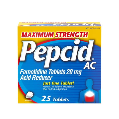 Pepcid AC Maximum Strength Heartburn Medicine, Famotidine, 25 Count