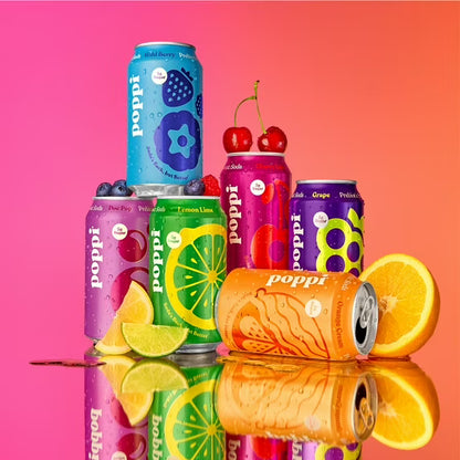 Poppi Prebiotic Soda, Crowd Pleasers Variety, 12 oz, 12 Pack Cans