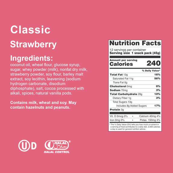 Loacker Classic Strawberry Wafers, Non-GMO Crème-Filled Wafer Cookies, 1.59oz, Pack of 12