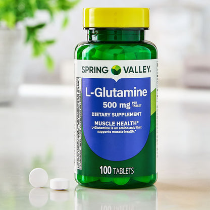 Spring Valley L-Glutamine Tablets Dietary Supplements, 500 mg, 100 Count