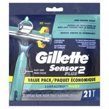 Gillette Sensor2 Plus Pivot Men's Disposable Manual Razor, 21 Razors, Blue