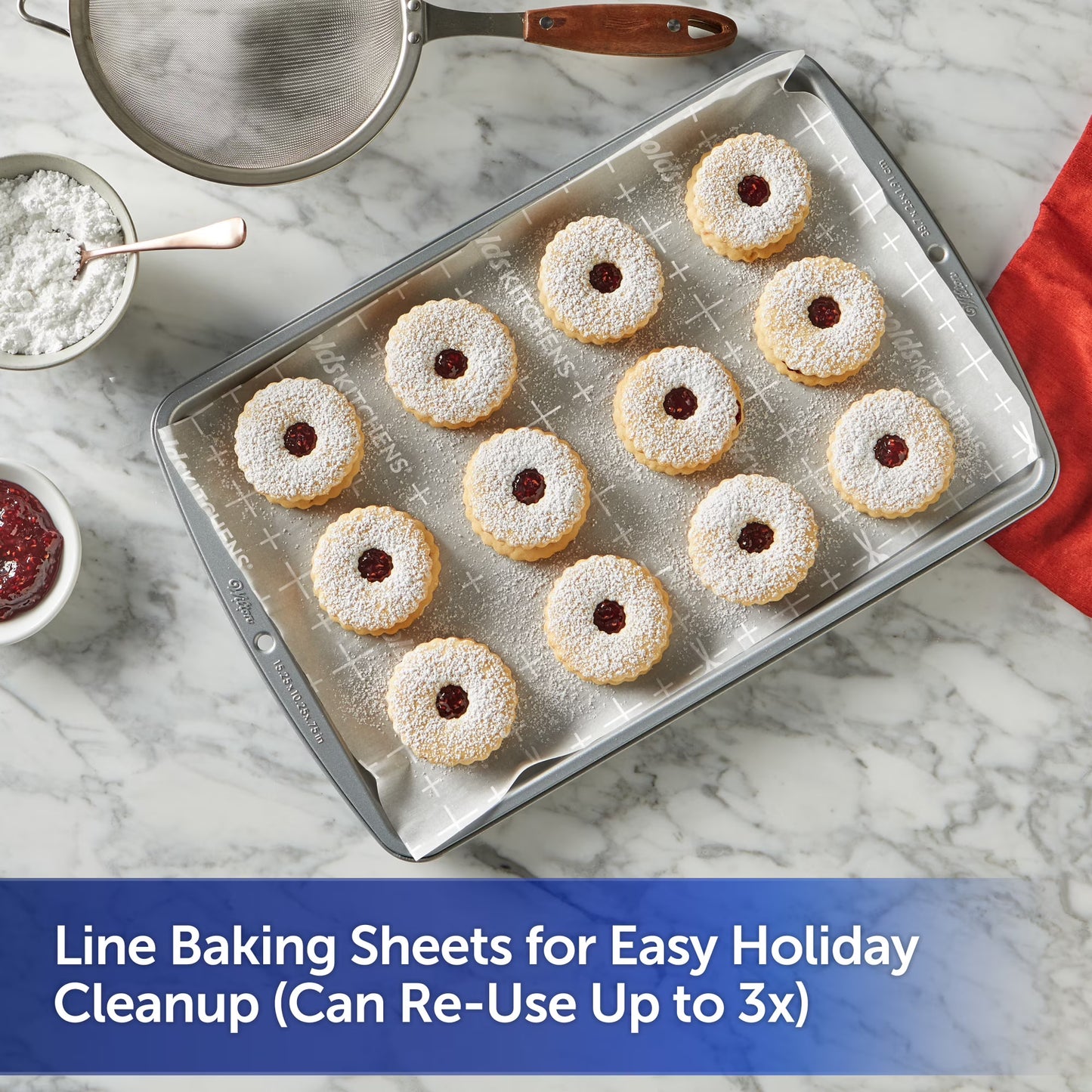 Reynolds Kitchens Cookie Baking Sheets, Pre-Cut Parchment Paper Sheets, 12 in x 16 in, 25 Count