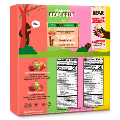 BEAR Fruit Splits Variety Pack 8.4oz, 12ct, Non GMO, Vegan