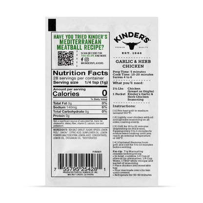 Kinder's Garlic and Herb Chicken Seasoning Blend with Italian Herbs and Lemon, 1 oz Packet