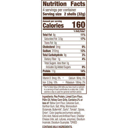 Old El Paso Protein Advantage Taco Shells, Nacho Cheese, 11g Protein, 8 Count, 4.52 oz