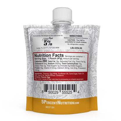 5% Nutrition Rich Piana Snack Time, High Protein Squeezable Pouches, Peanut & Egg White Blend - 10Ct (Peanut Butter)