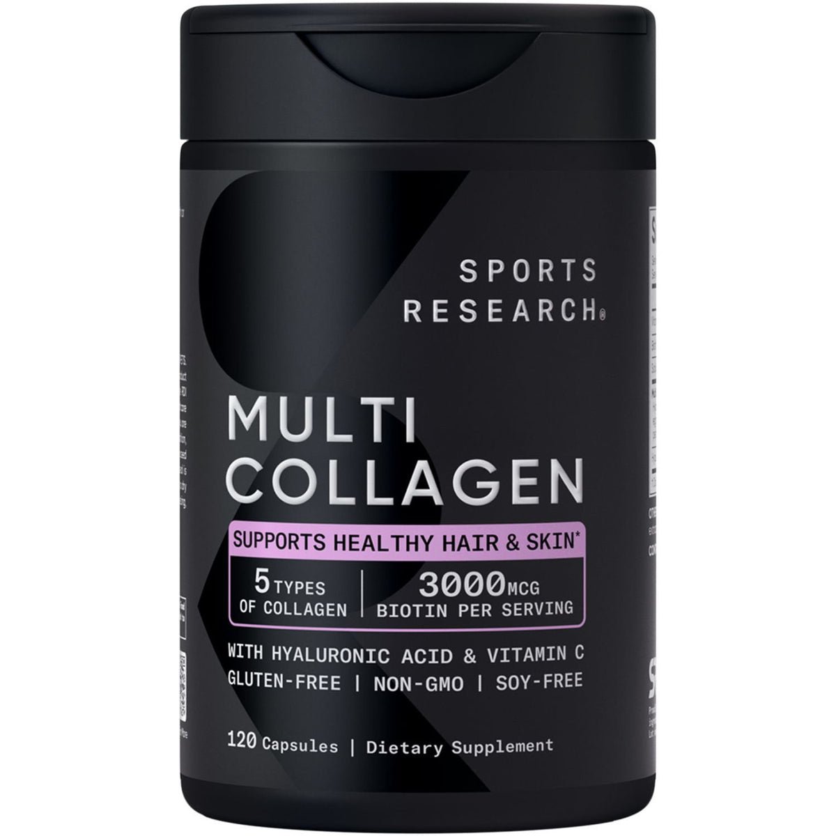Sports Research Multi Collagen Complex + Biotin 3000mcg Supplement, 120 ct
