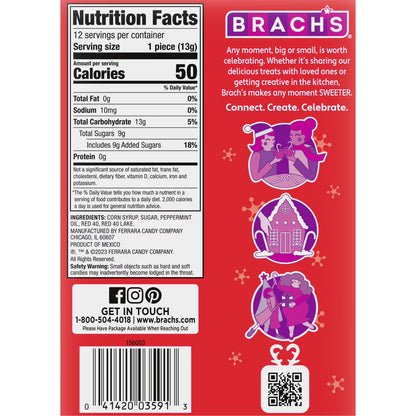 Brach's Peppermint Candy Canes, Christmas Candy Canes, 5.3 oz, 12 Count