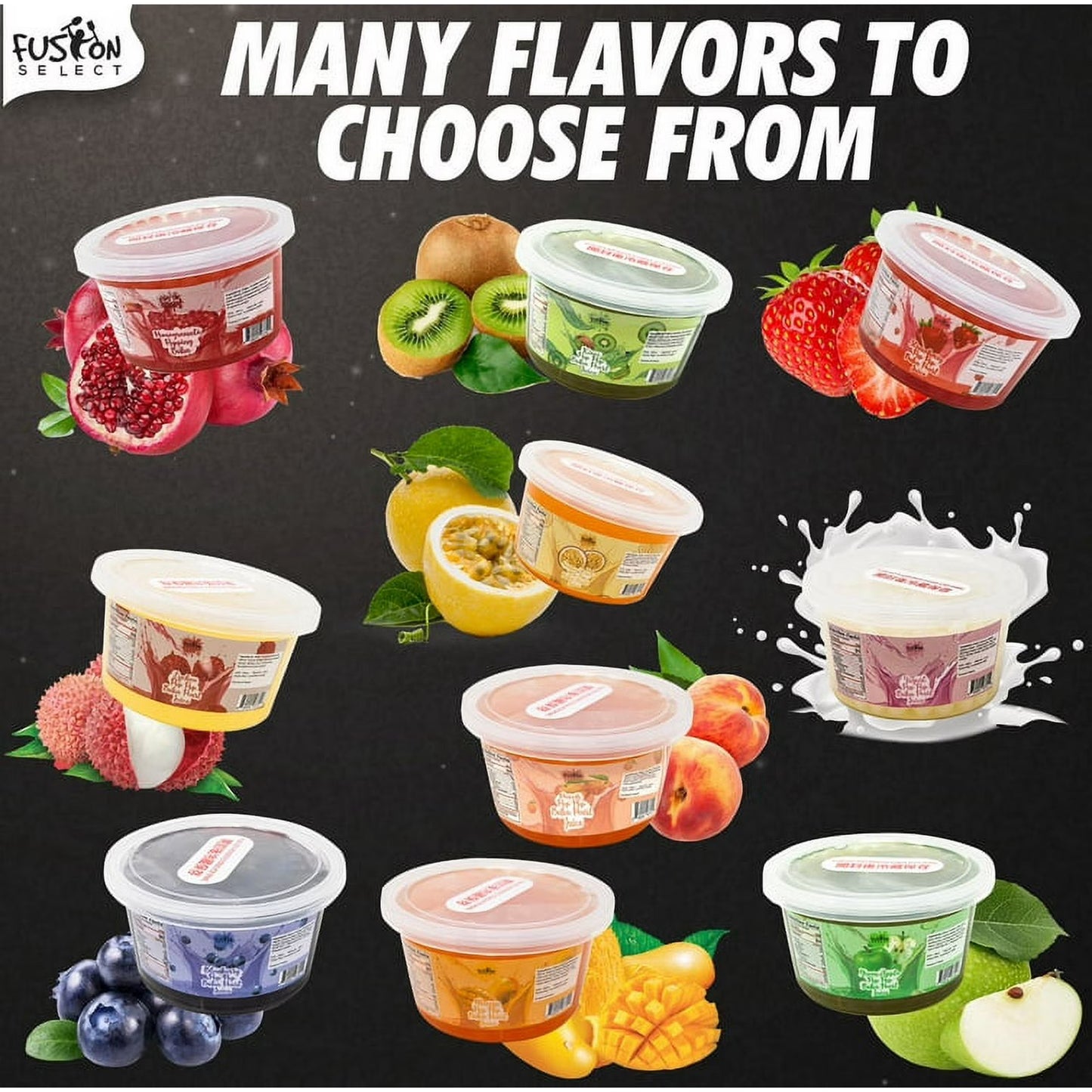 Fusion Select Bursting Boba Popping Boba Pearls - Fruit Tea Snack Toppings (Strawberry)