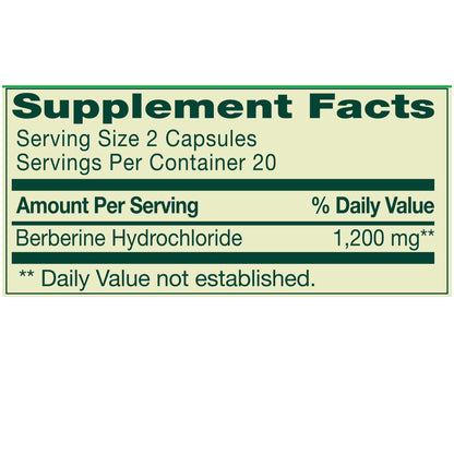 Spring Valley Berberine Metabolism Support Dietary Supplement, 1200 mg, 40 Count