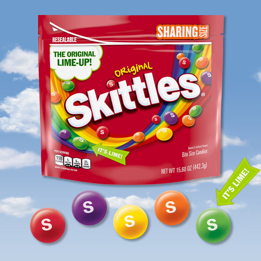Skittles Wild Berry Chewy Candy, Sharing Size Fruity Candy, 15.6 oz Resealable Bag
