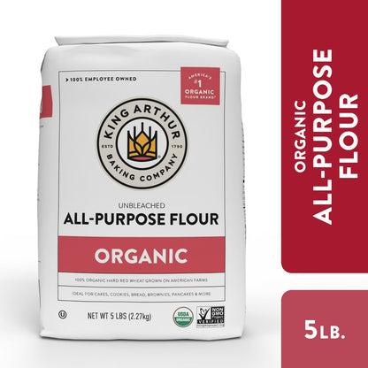 (6 pack) King Arthur Baking Company USDA Organic, Non-GMO Project Verified Unbleached All-Purpose Flour, 5 lb Bag