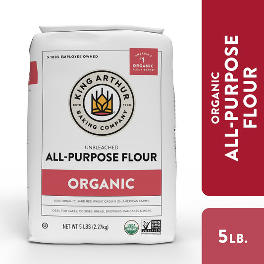 (6 pack) King Arthur Baking Company USDA Organic, Non-GMO Project Verified Unbleached All-Purpose Flour, 5 lb Bag