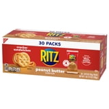 RITZ Peanut Butter Sandwich Crackers, Lunch Snacks, 30 Snack Packs (4 Crackers Per Pack)