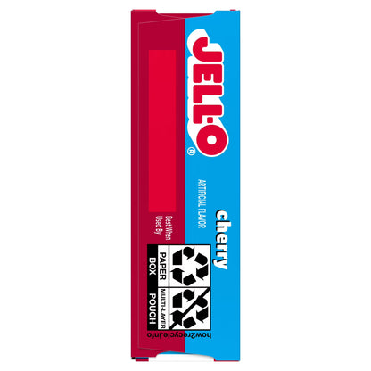 Jell-O Cherry Zero Sugar Low Calorie Gelatin Dessert Mix, Family Size, 0.6 oz Box