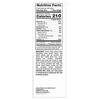 Power Crunch Protein Energy Bars, Triple Chocolate 1.4 oz, 5 Count Carton