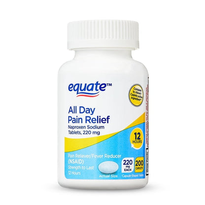 Equate All Day Pain Relief Naproxen Sodium Caplets, 220 mg, 200 Count, Compare to Aleve Caplets Active Ingredient