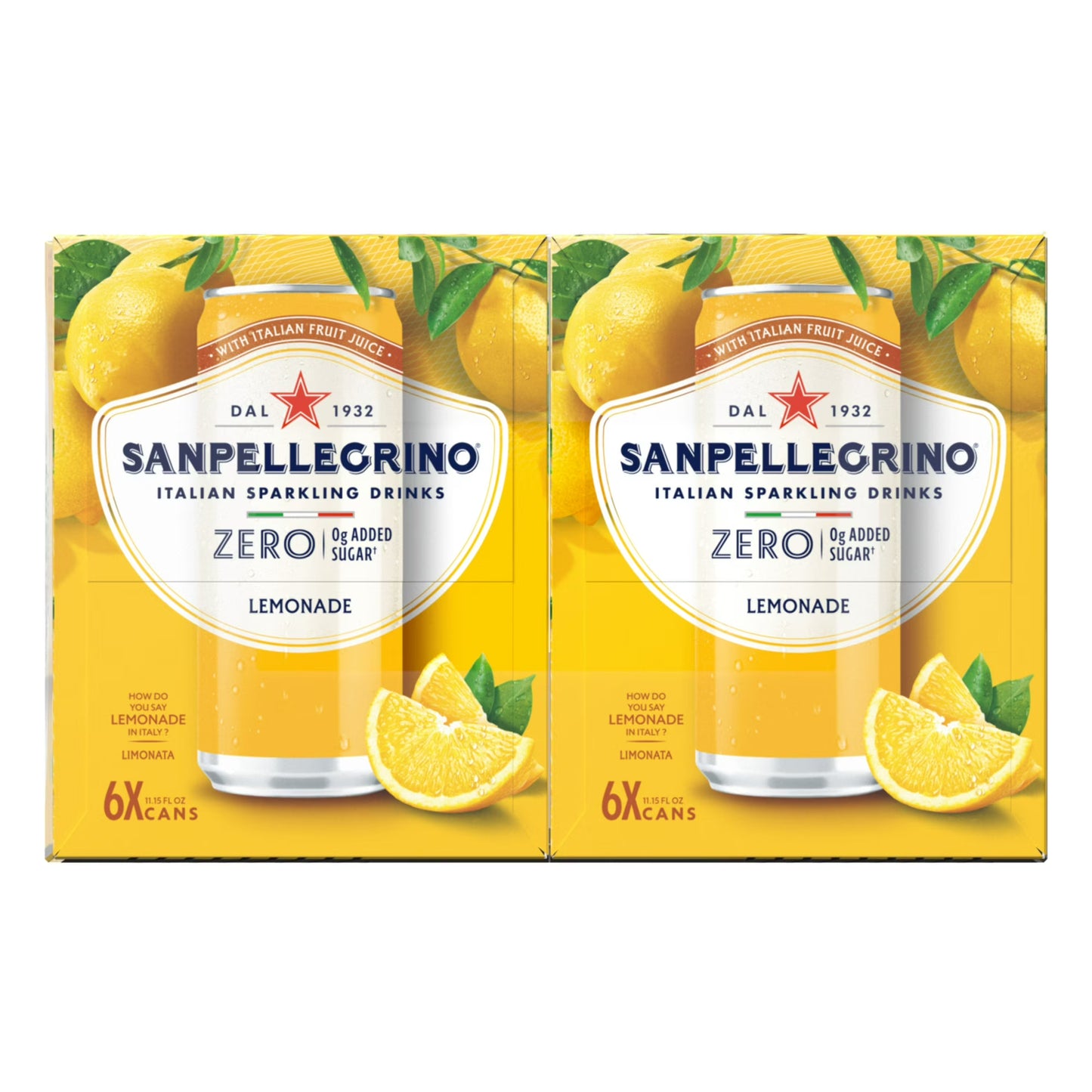 SanPellegrino Soda Italiana Sparkling Lemonade, Low Calorie Zero Added Sugar, 24 Pack Cans