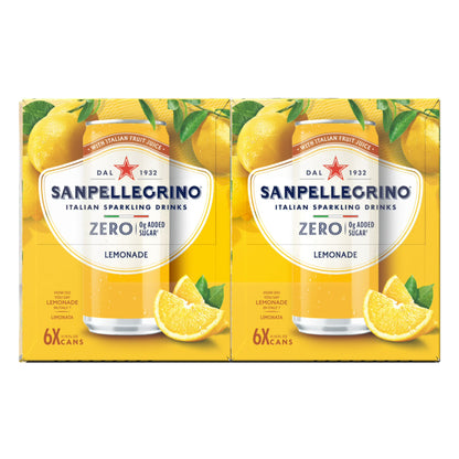SanPellegrino Soda Italiana Sparkling Lemonade, Low Calorie Zero Added Sugar, 24 Pack Cans