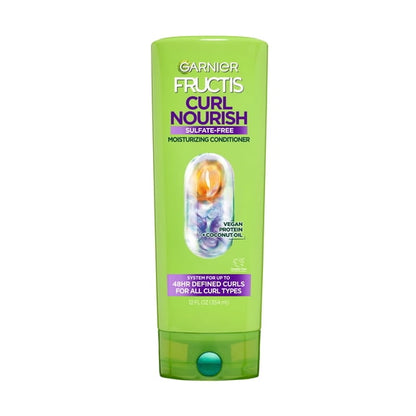Garnier Fructis Curl Nourish Moisturizing Conditioner with Coconut Oil, 12 fl oz