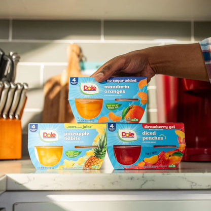 (4 pack) Dole Fruit Bowls Pineapple Tidbits in 100% Fruit Juice, 4 oz Cups (4 Pack)