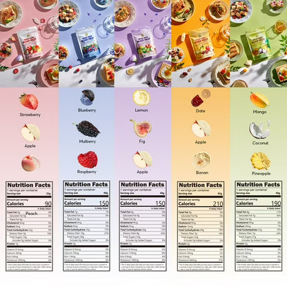 SUNGIVEN Freeze Dried Fruit Crisps 10+ Fruits Mixed Variety Pack, Health Snacks for Kids Adult, 5 Bag 7.06 Oz