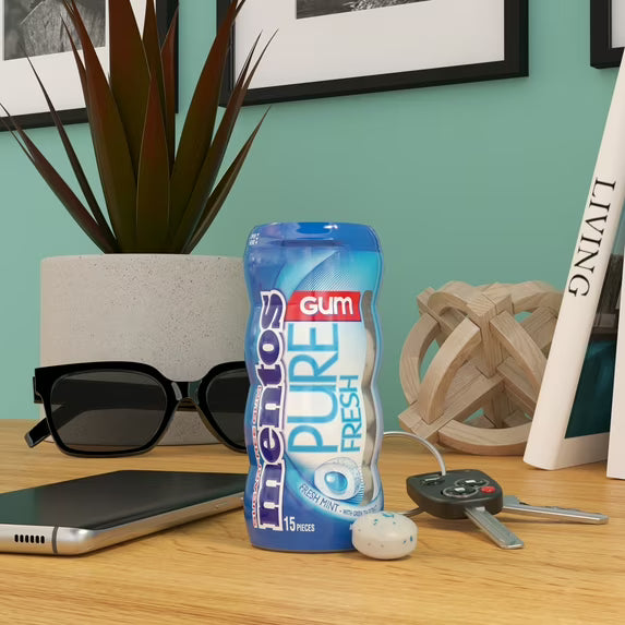 Mentos Pure Fresh Gum Fresh Mint 15 Piece Pocket Bottle - Pack of 10