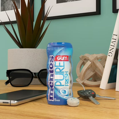 Mentos Pure Fresh Gum Fresh Mint 15 Piece Pocket Bottle - Pack of 10