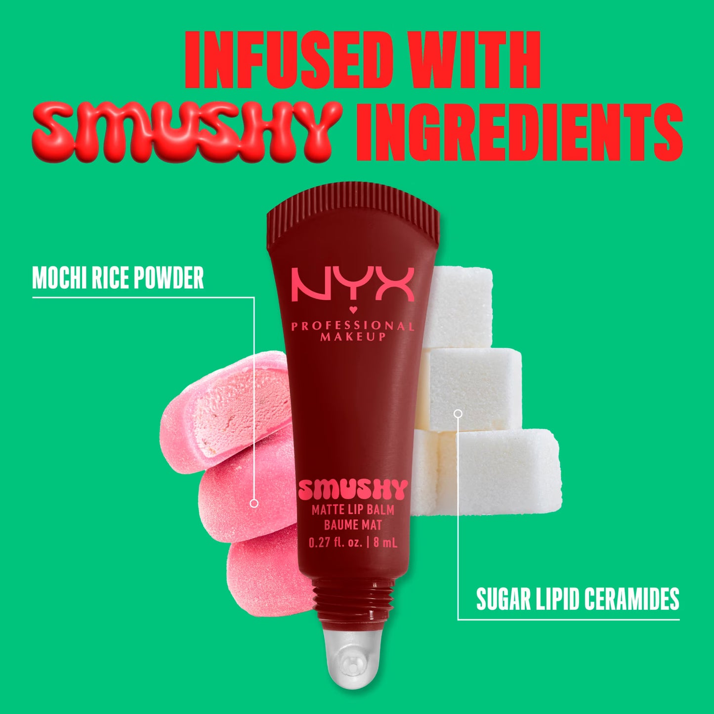 NYX Professional Makeup Smushy Matte Lip Balm, Smudge Fudge, Chocolate Brown, 0.27 fl oz