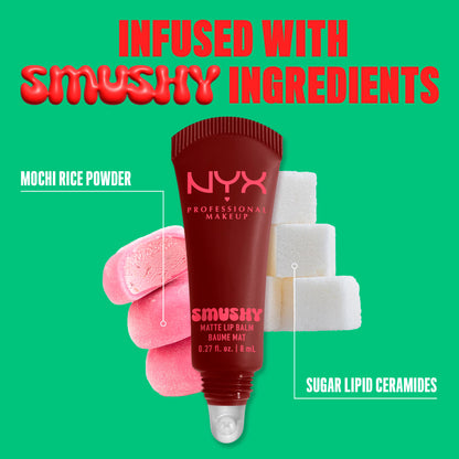 NYX Professional Makeup Smushy Matte Lip Balm, Smudge Fudge, Chocolate Brown, 0.27 fl oz