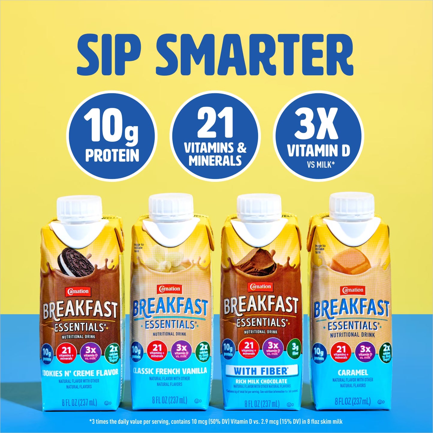 Carnation Breakfast Essentials Nutritional Protein-Packed Drink Shakes, Classic French Vanilla Breakfast Shake, 8 fl oz, 6 Pack