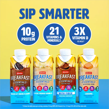Carnation Breakfast Essentials Nutritional Protein-Packed Drink Shakes, Classic French Vanilla Breakfast Shake, 8 fl oz, 6 Pack